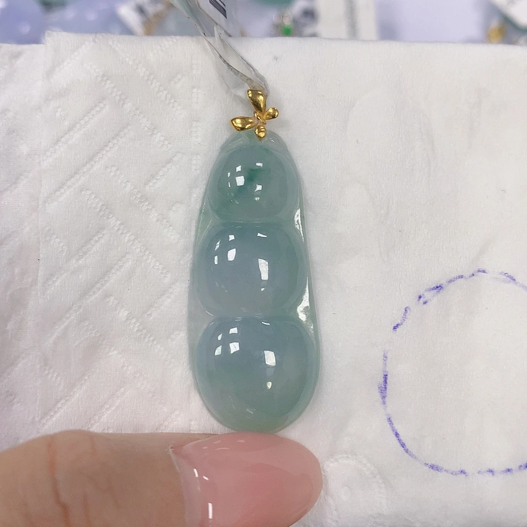 翡翠18K金镶嵌颈饰天然翡翠a货 百元以上9米证书费自理