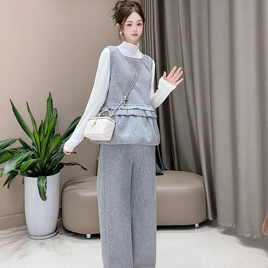 【私藏浪漫】孕妇装韩版毛呢冬季显瘦宽松加厚时尚通勤套装