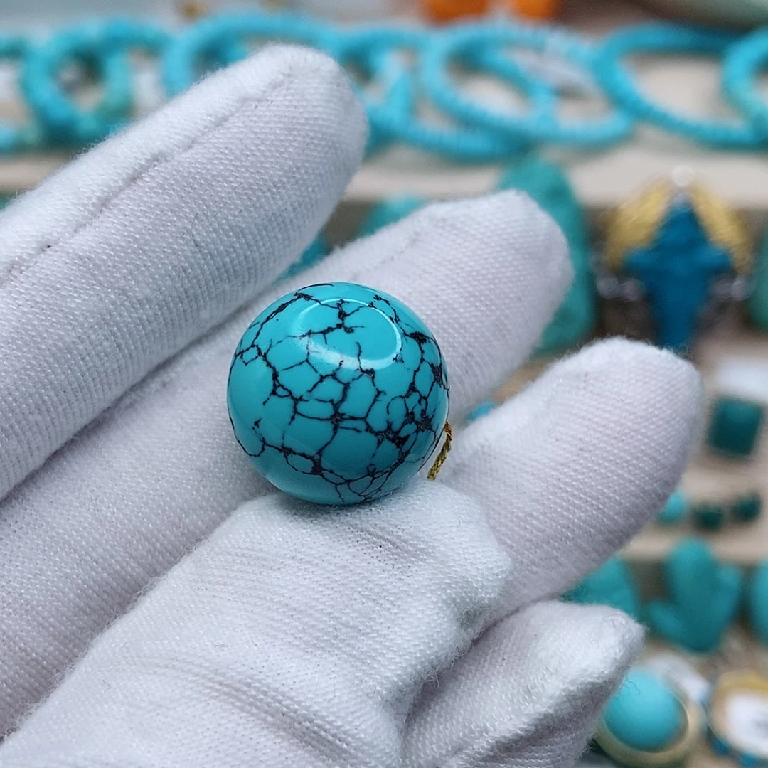 绿松石网花圆珠16.6未镶嵌