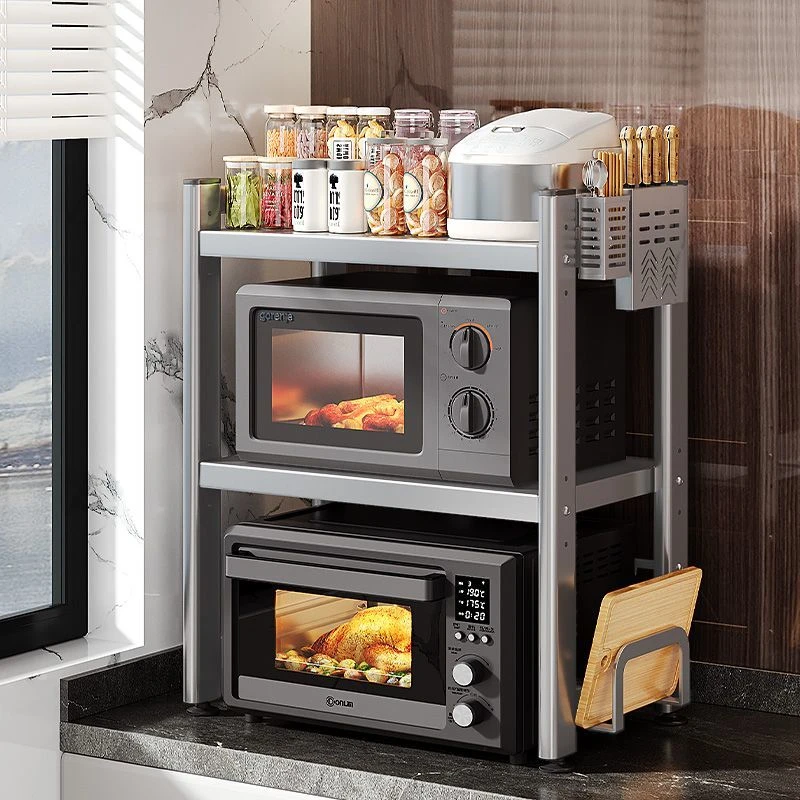 厨房微波炉架子置物架多功能支架多层家用烤箱台面电饭煲收纳架子