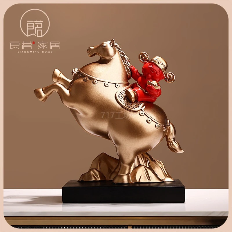 新疆西藏包邮马上有钱新中式摆件客厅酒柜电视柜装饰品办公室摆设