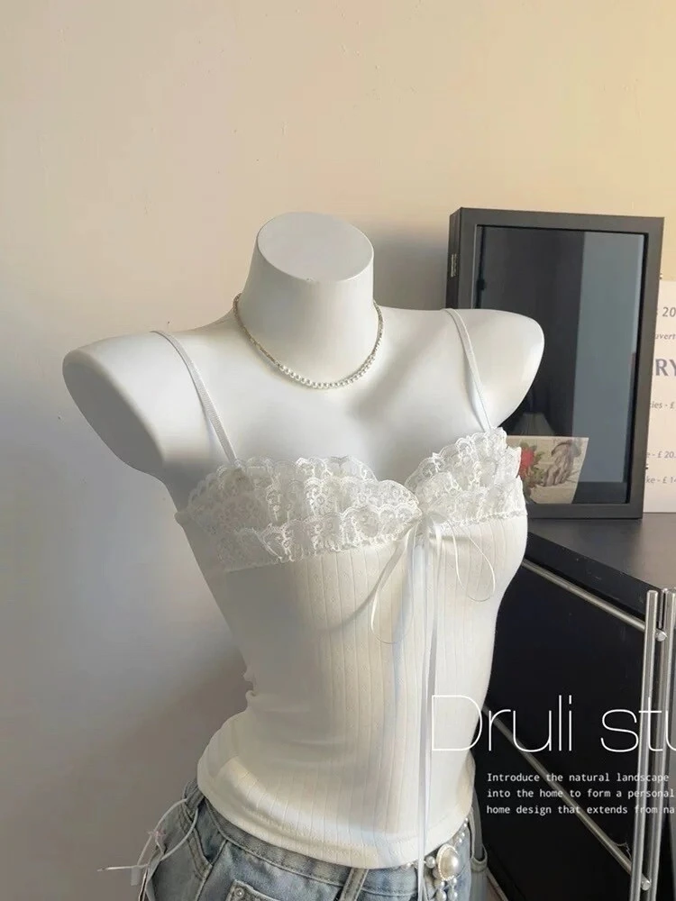 纯欲蕾丝边带胸垫吊带背心女夏季超火内搭打底美背款式