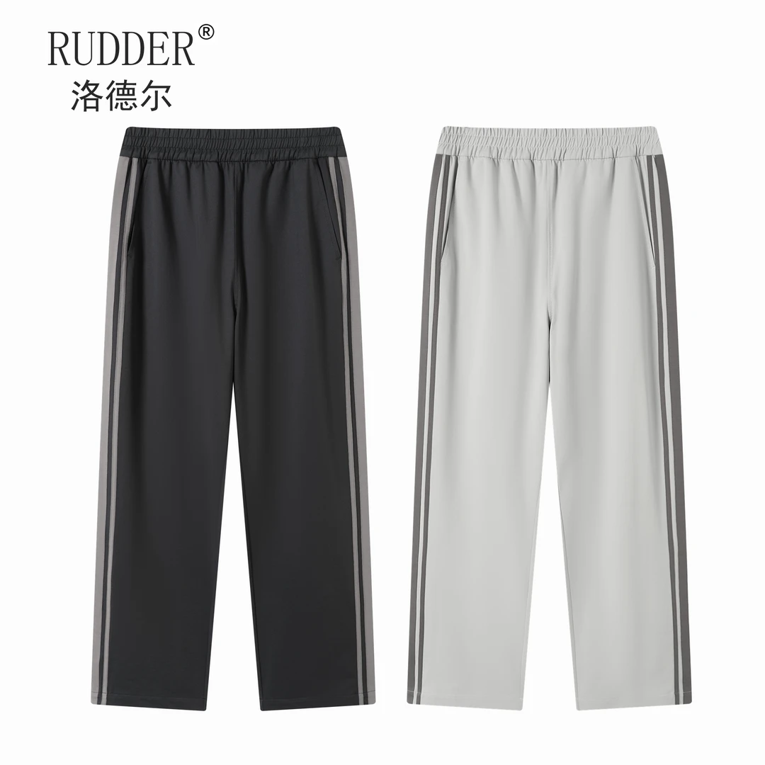 Rudder/洛德尔230g薄款防晒凉感三杠休闲运动裤弹力直筒裤百搭夏
