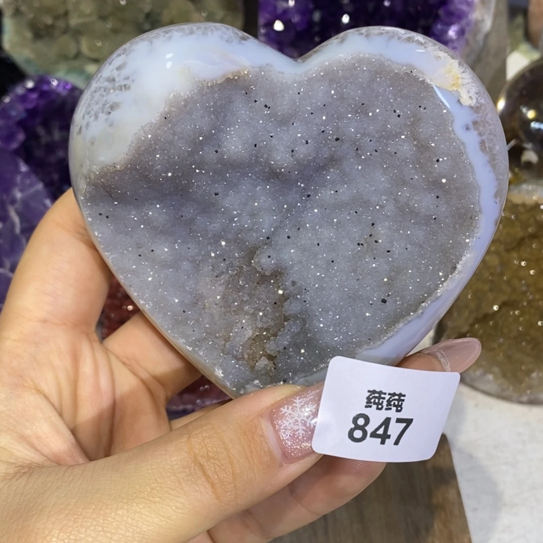 大型摆件（非配饰）紫晶未镶嵌全抛爱心