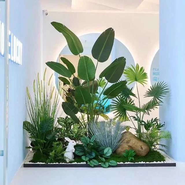 仿真植物造景阳台景观布置室内楼梯下假花树装饰仿生绿植造景组合