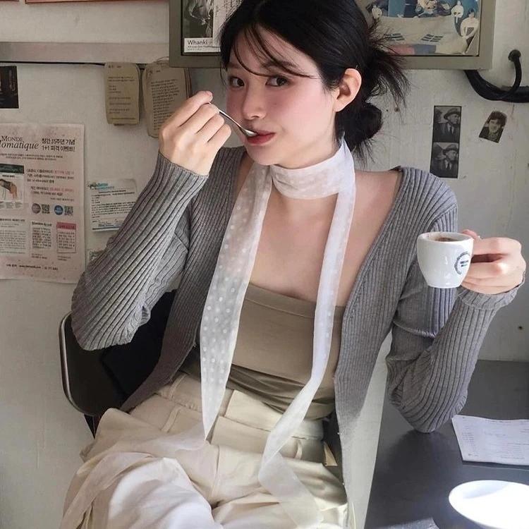 丝巾ins叠戴层次感设计蕾丝飘带细窄女春夏百搭锁骨颈带项链丝带