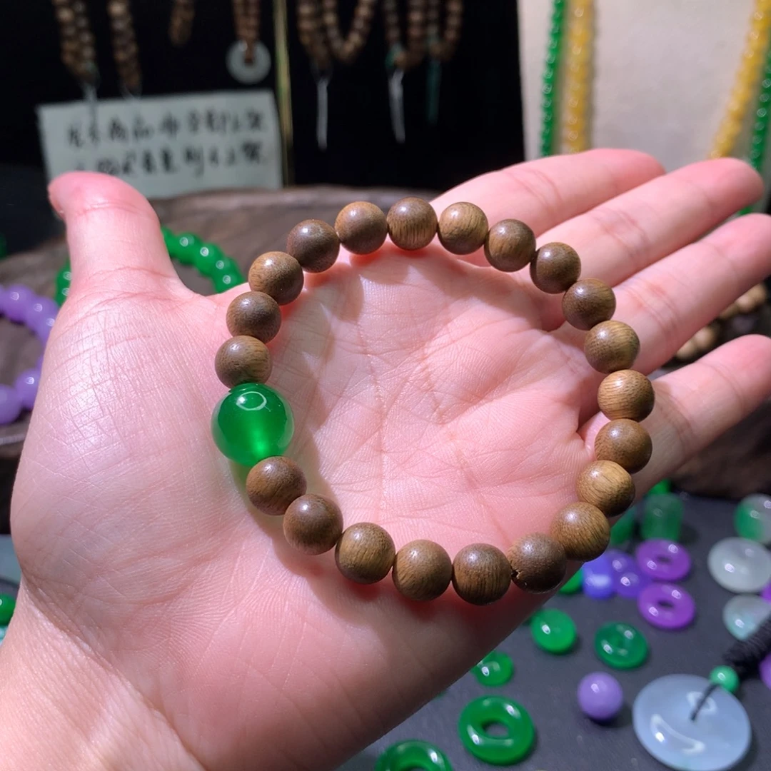 时尚简约古风手链绿12.5mm