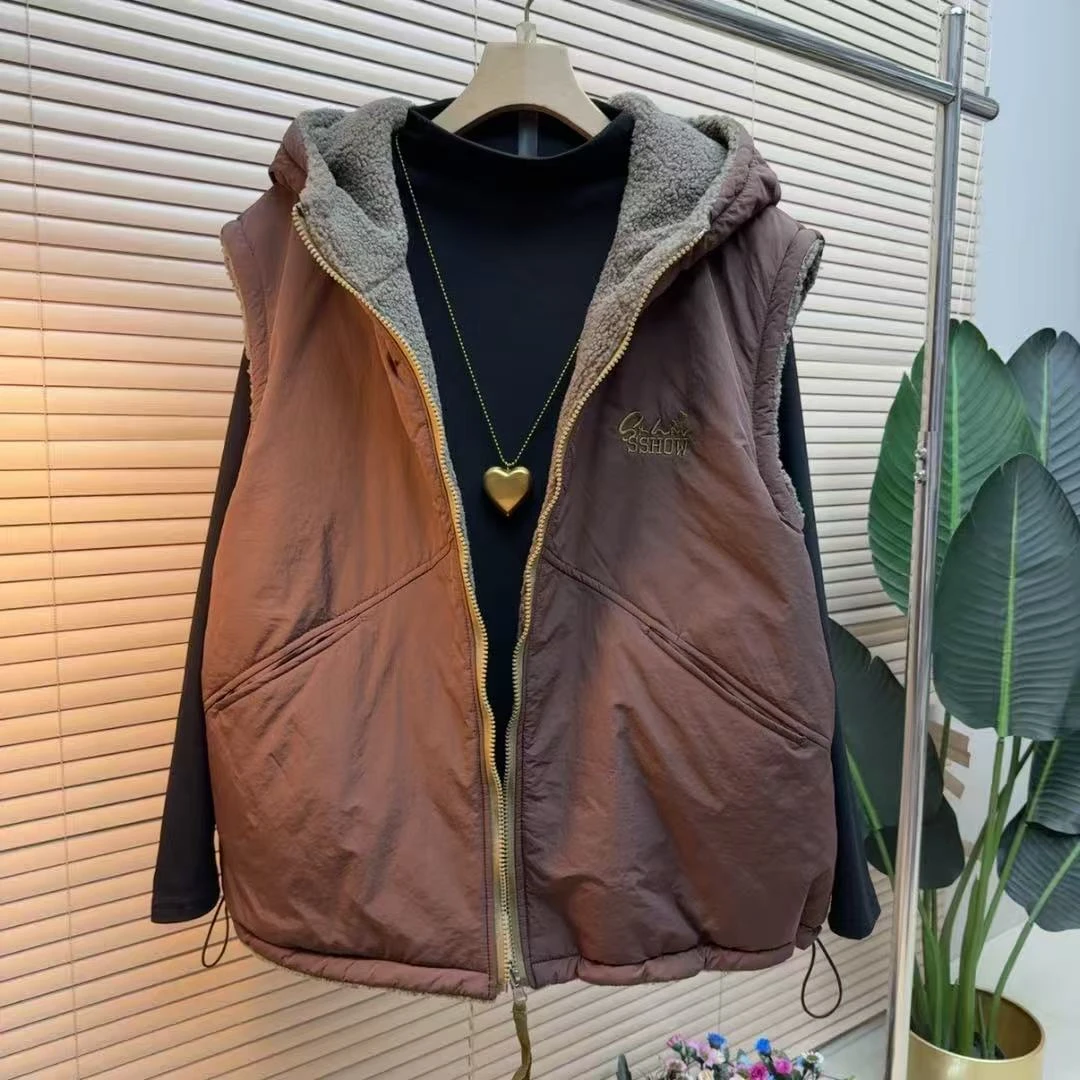 胖mm欧货时尚气质显瘦韩版加绒冬季保暖9921宽松潮流百搭马甲