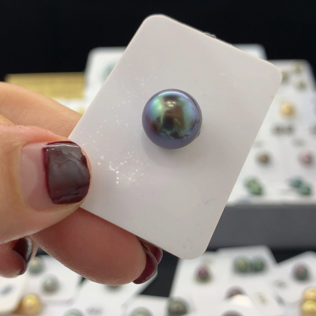 未镶嵌裸珠定制海水珍珠宝石蓝11.9mm