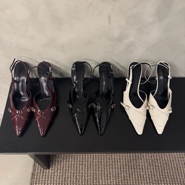 2025春秋季新款细跟高跟中空性感尖头百搭春季时尚黑色气质网红