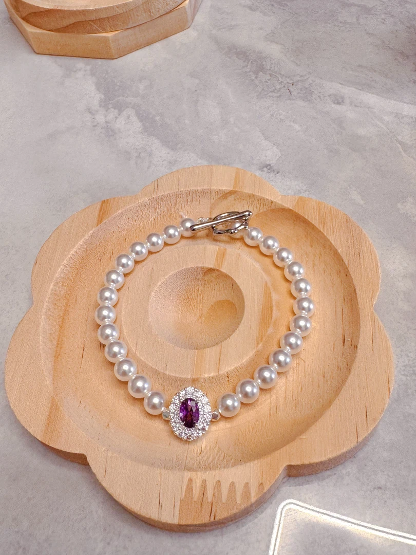 紫色法式轻奢珍珠手链