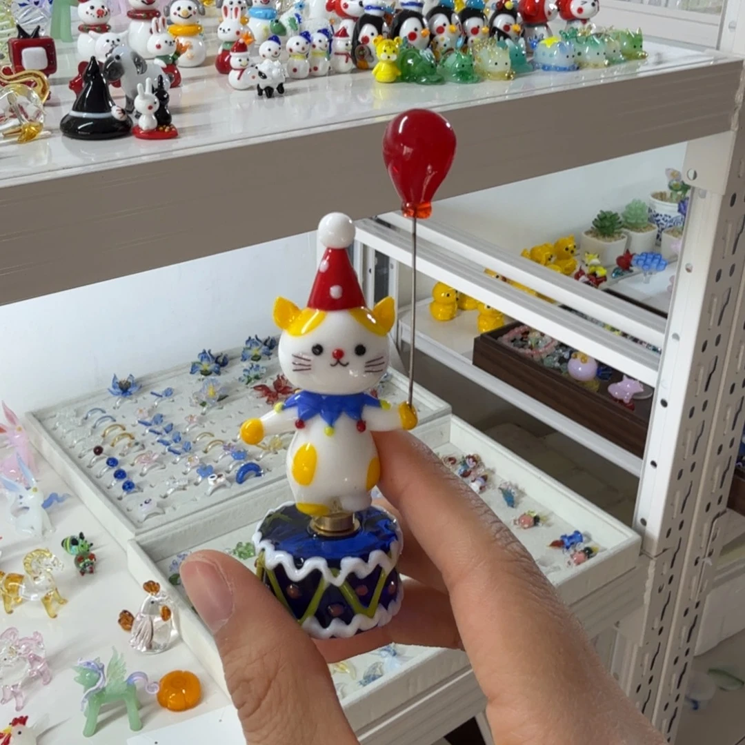 琉璃手工艺品旋转小猫