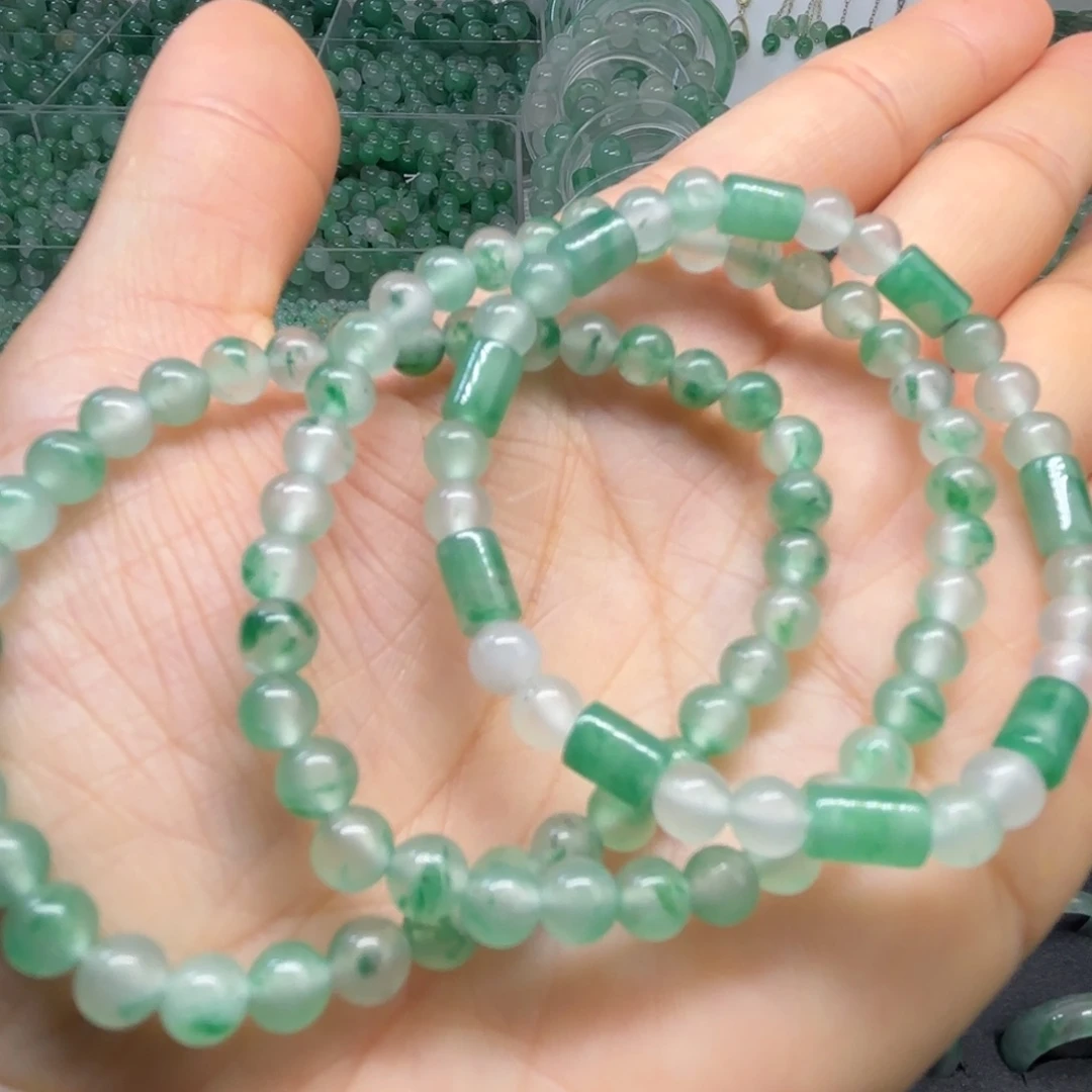 石英质玉（非洲翠）未镶嵌戒指  珠子  手镯冰花手串发一条