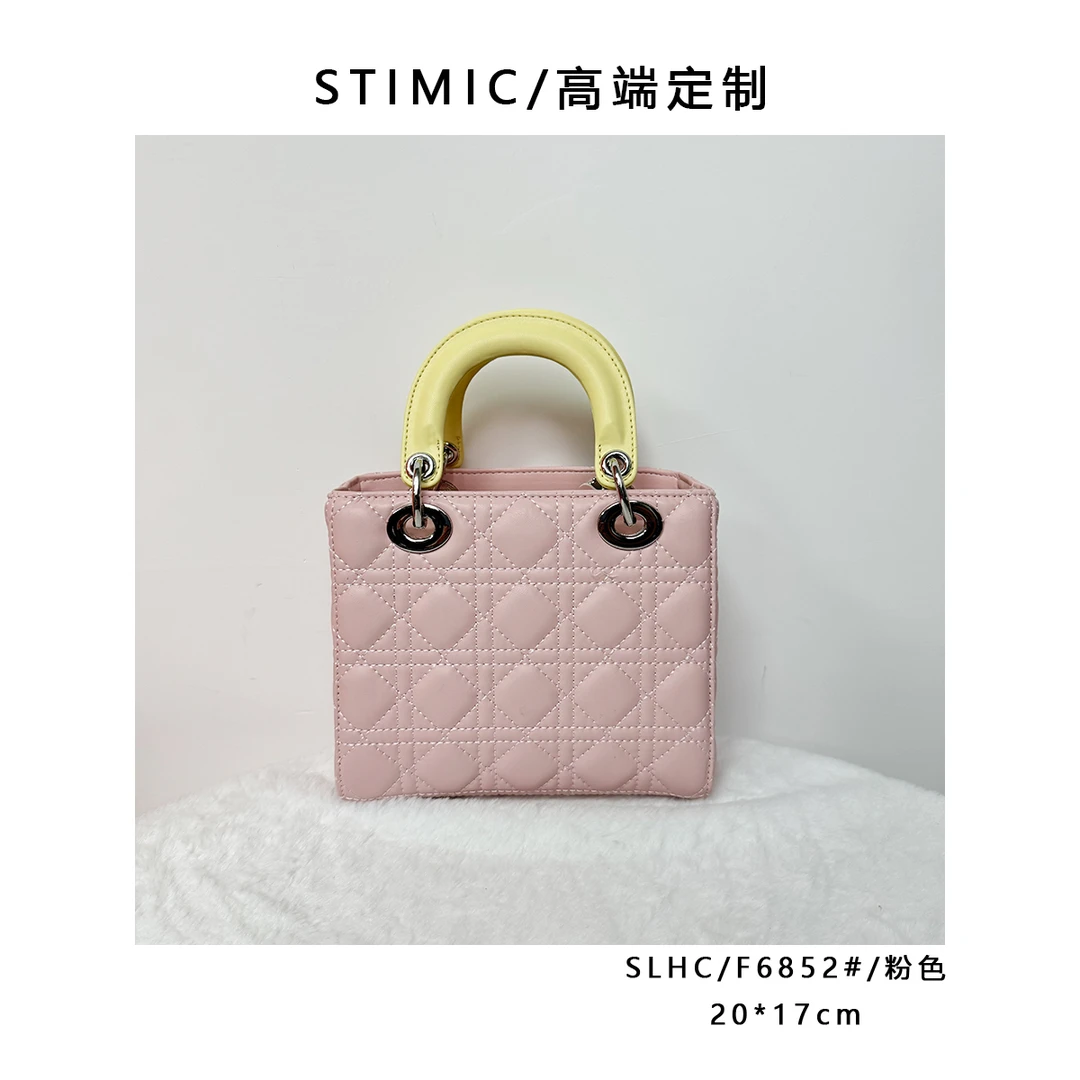 SLHC/F6852#/粉色高端订制手工蜡线女士时尚单肩轻奢斜挎包6852