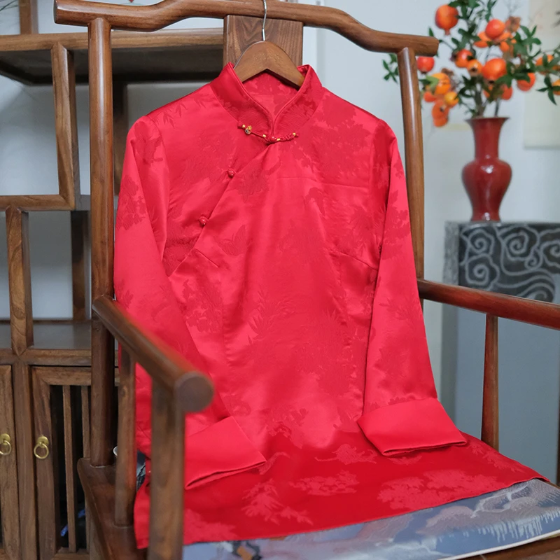 『岁欢』新中式桑蚕丝衬衫小旗袍DFWL7059