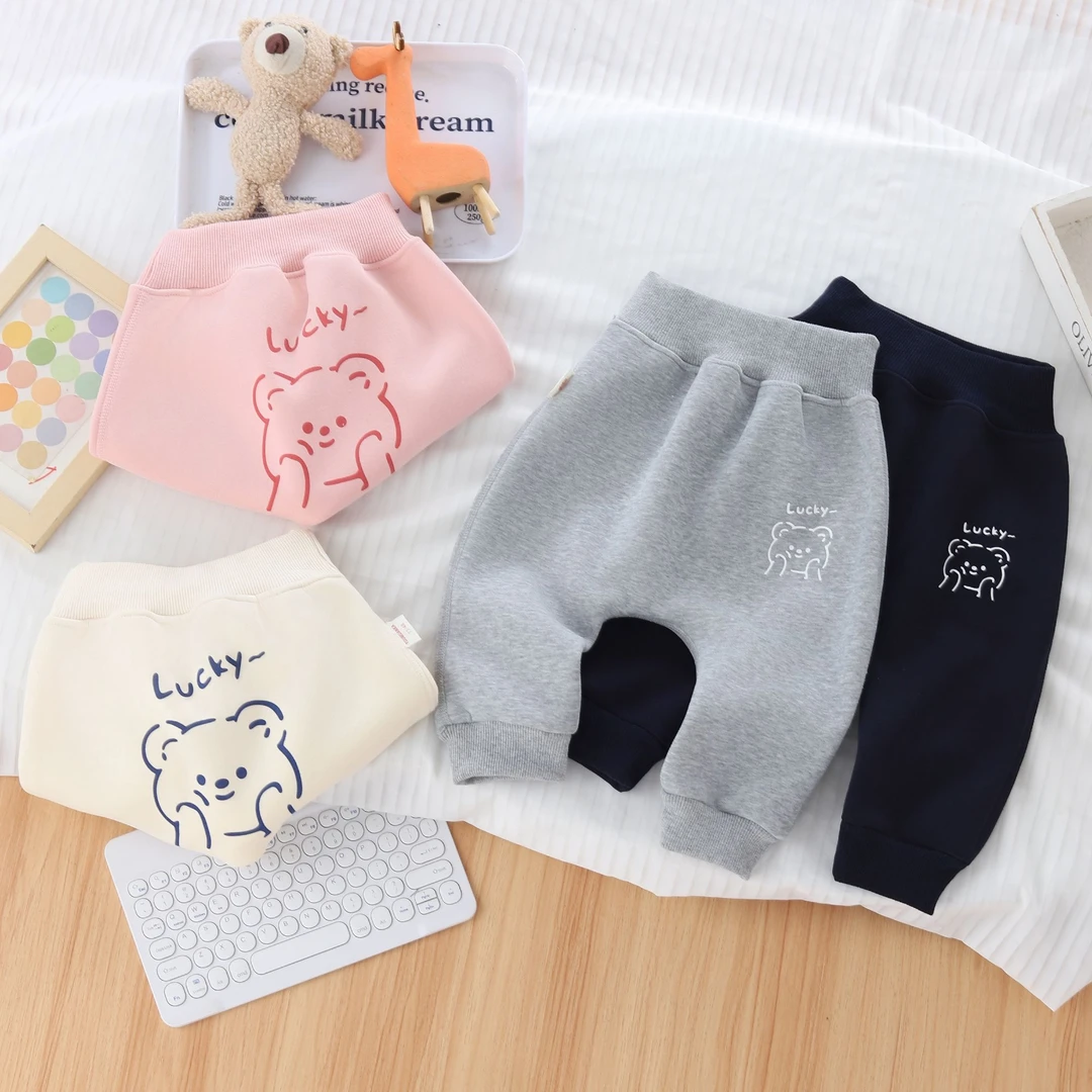 宝宝华棉一体绒大屁屁裤男女小童保暖裤婴儿宽松休闲加绒PP裤秋冬