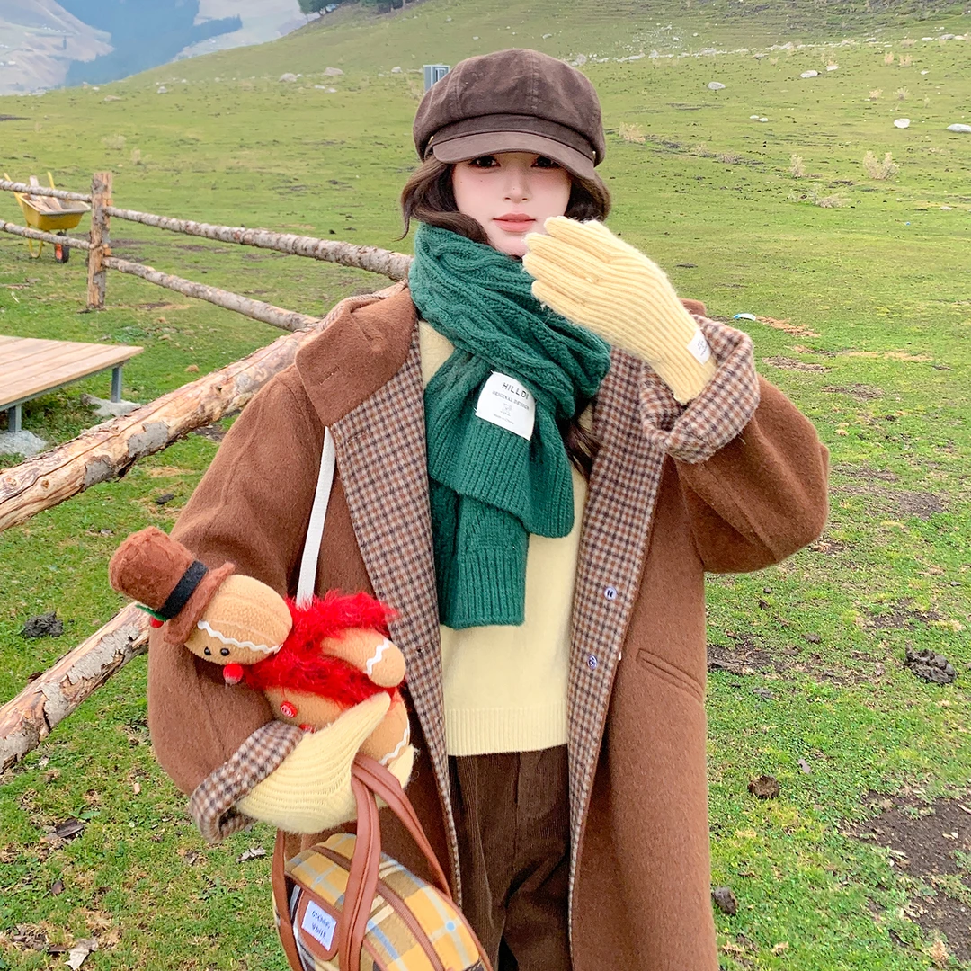 秋冬爆款女款2025加厚格子时尚长款新款双面大衣女学生外套百搭