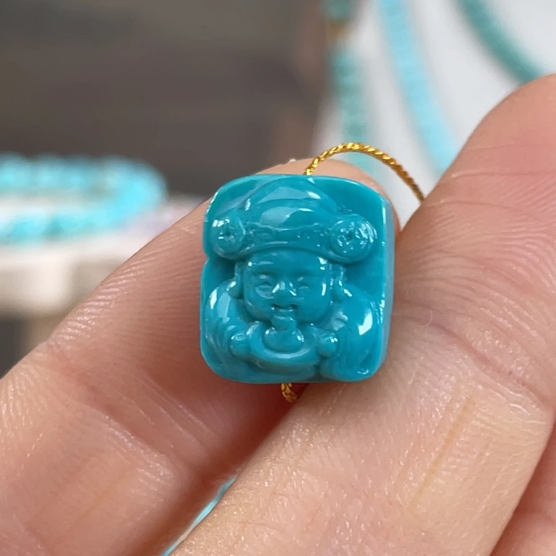 绿松石未镶嵌套链高瓷高色财爷爷