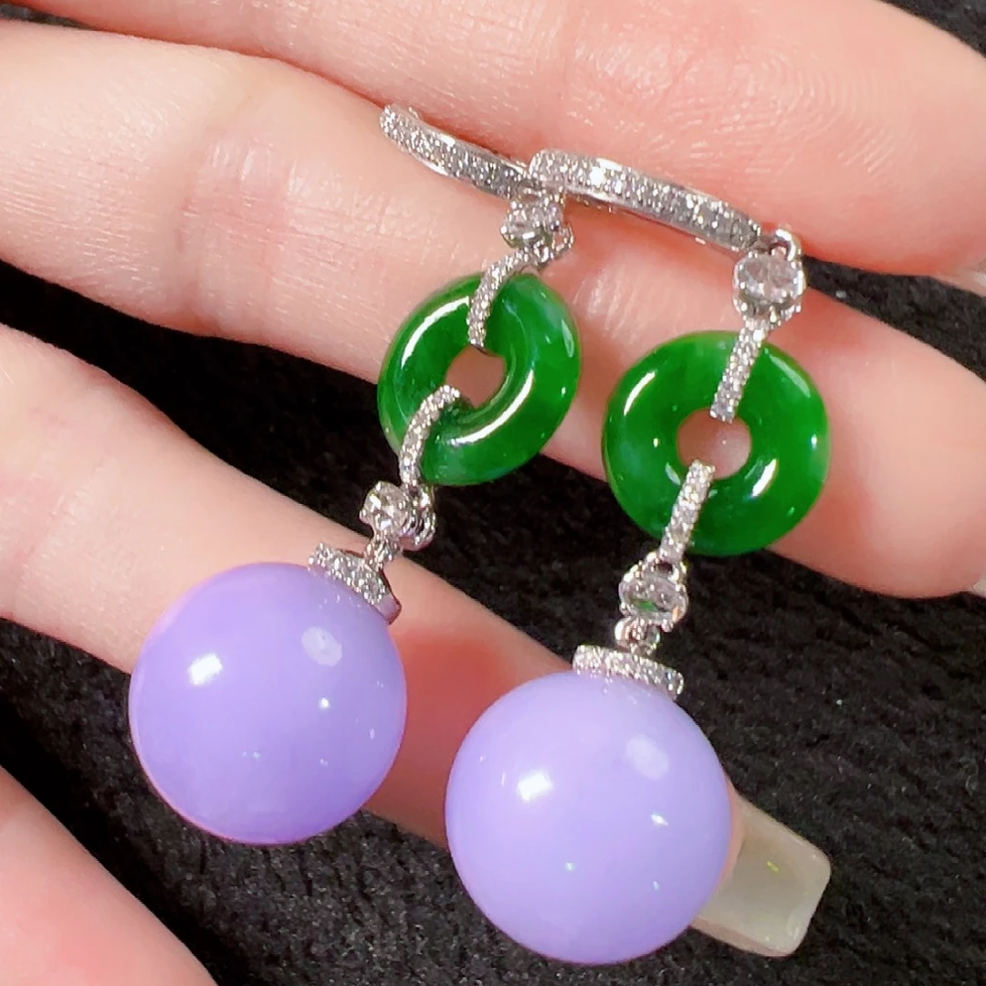 翡翠18K金镶嵌耳饰签收后24小时鉴赏期，过时不退