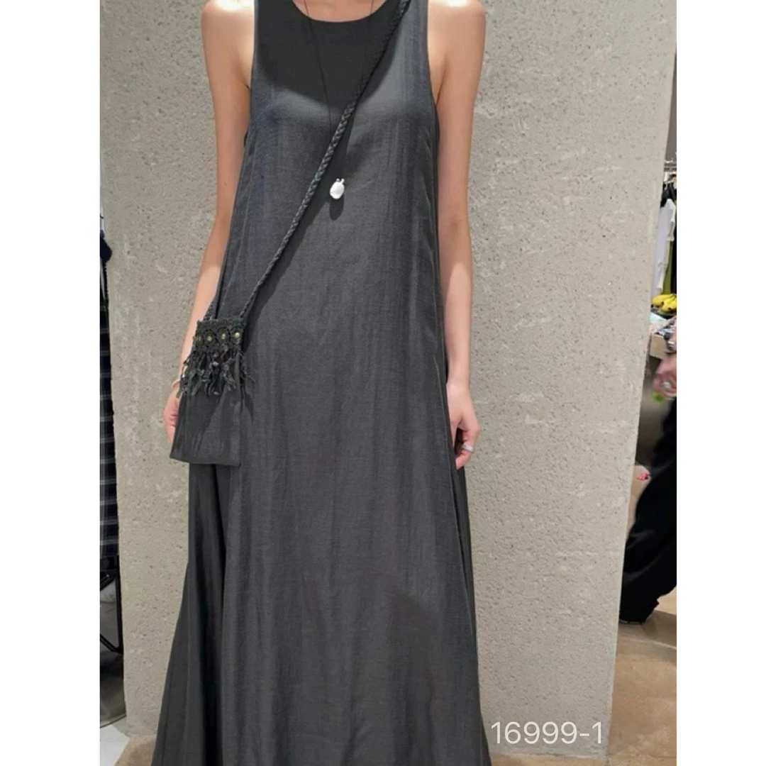 16999-1 裙长123cm左右SANFAN  新款法式气质无袖连衣裙