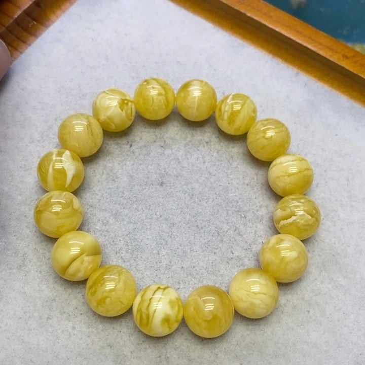 蜜蜡裸石未镶嵌长*叟手串