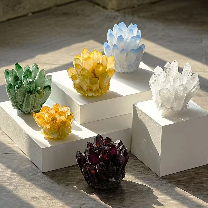 水晶簇多色摆件工艺品桌面摆件一物一拍创意家用水晶球摆件风水