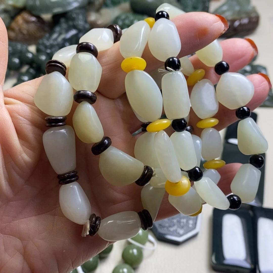 和田玉未镶嵌手链和田玉随型手串