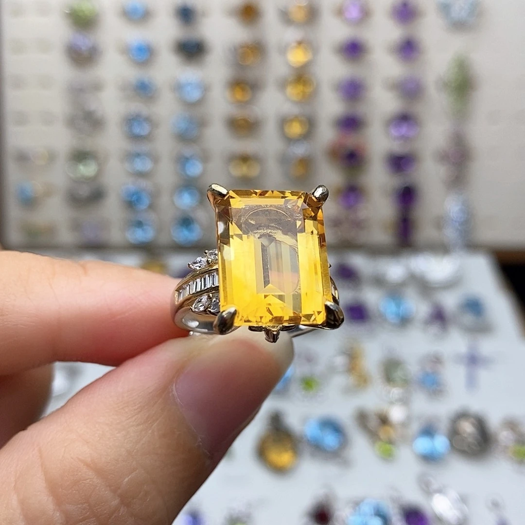 银S925镶嵌戒指黄晶一物一证