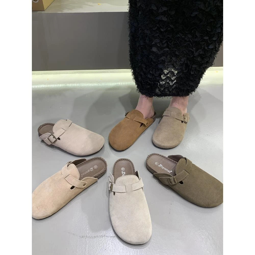 【DR官方正品】网红复古包头半拖鞋女鞋子外穿2025年新款夏季磨砂正