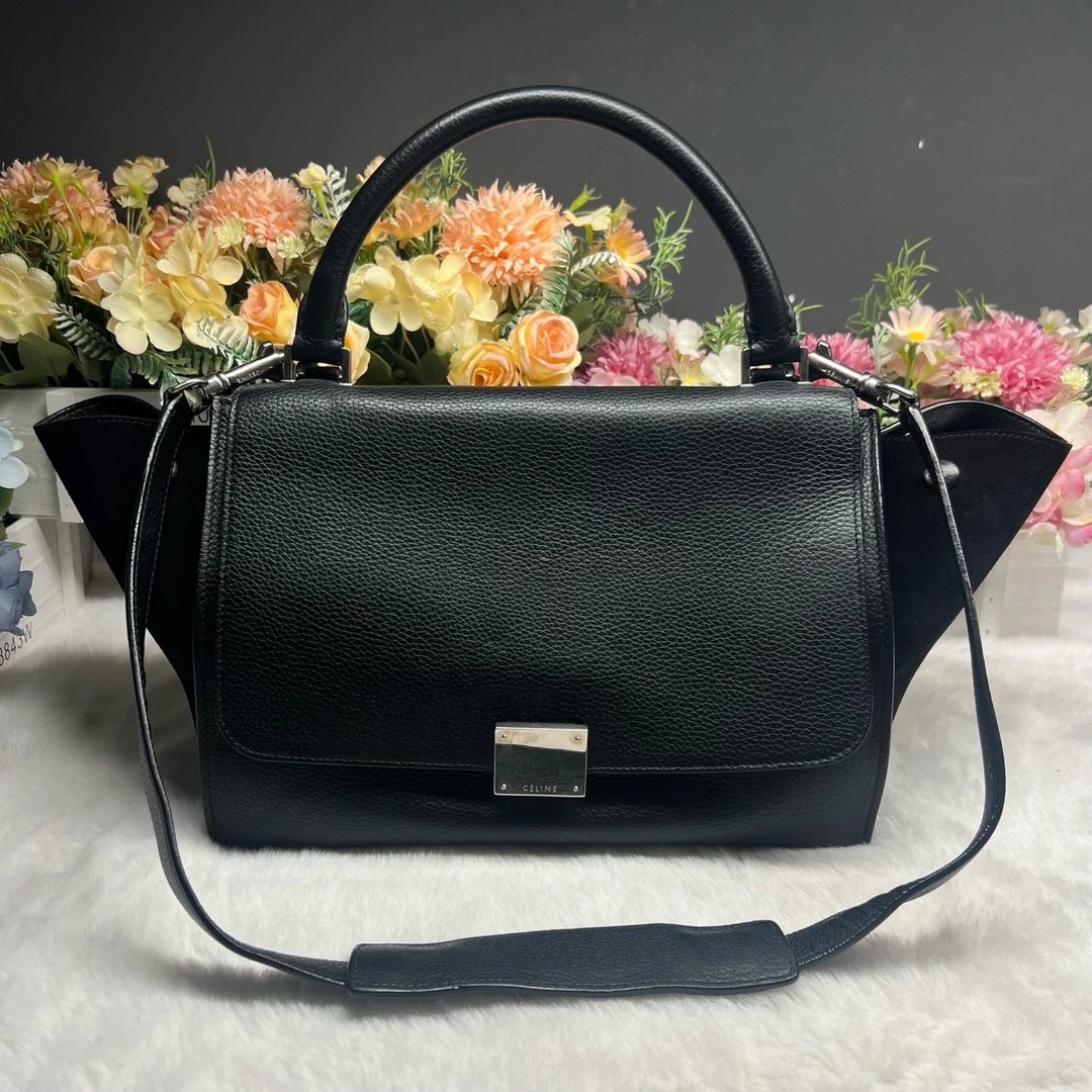 95新 Celine/思琳 Celine赛琳秋千手提包小号黑色高级气质-80022