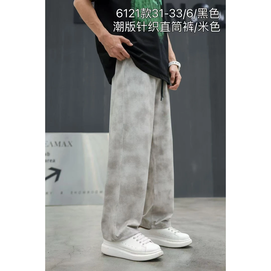 【6121-灰色】青少年潮牌针织直筒裤