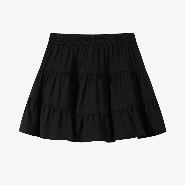 羊城故事-松紧腰a字半身裙裤女春夏抽皱遮跨显瘦短裙Y50248332