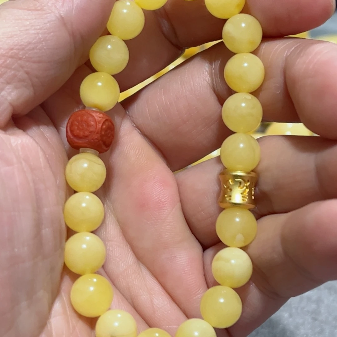 蜜蜡手串未镶嵌琥珀蜜蜡手串8mm+