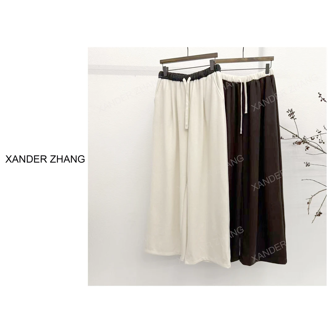 山大张时尚撞色腰窄版直筒双面磨毛卫裤YBTR1J738百搭显瘦松弛感