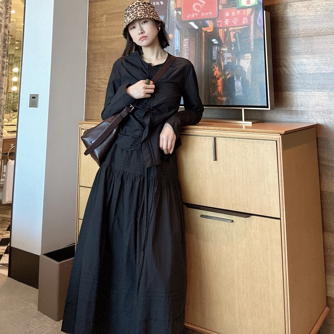 【丽姐女装】木耳边抽绳设计衬衫 简约不简单 春季清新感衬衫W81001