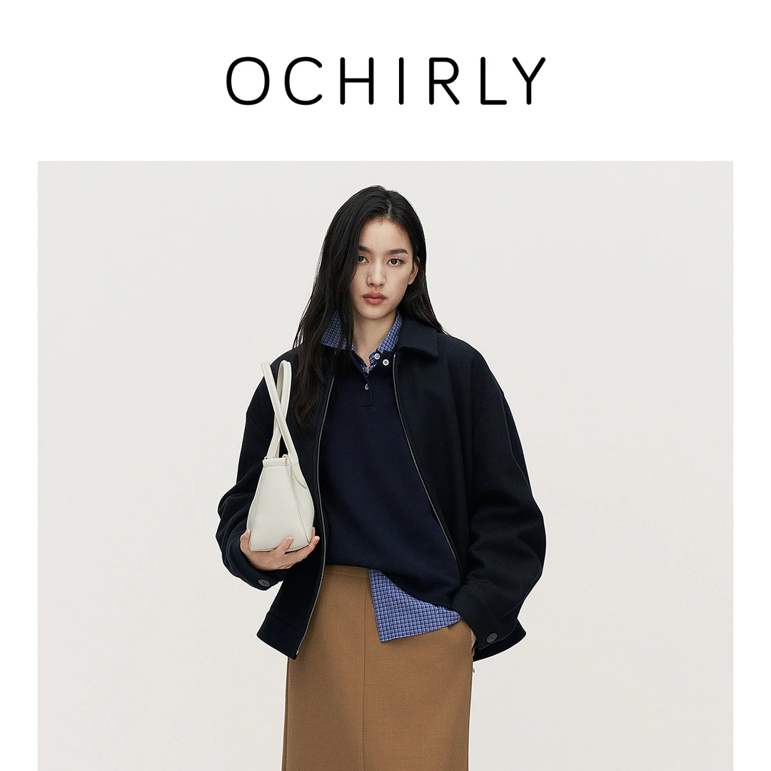 【季末折扣】欧时力澳大利亚羊毛呢ol夹克外套上衣保暖休闲秋冬新品