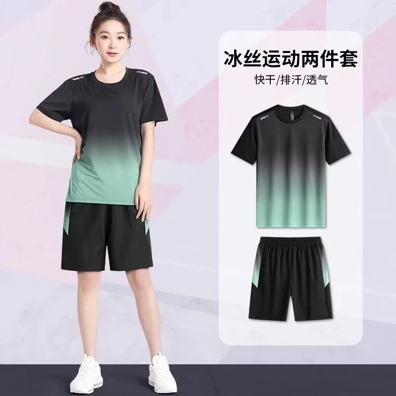 夏季速干球服户外短裤薄款运动服健身衣休闲短袖休闲运动套装