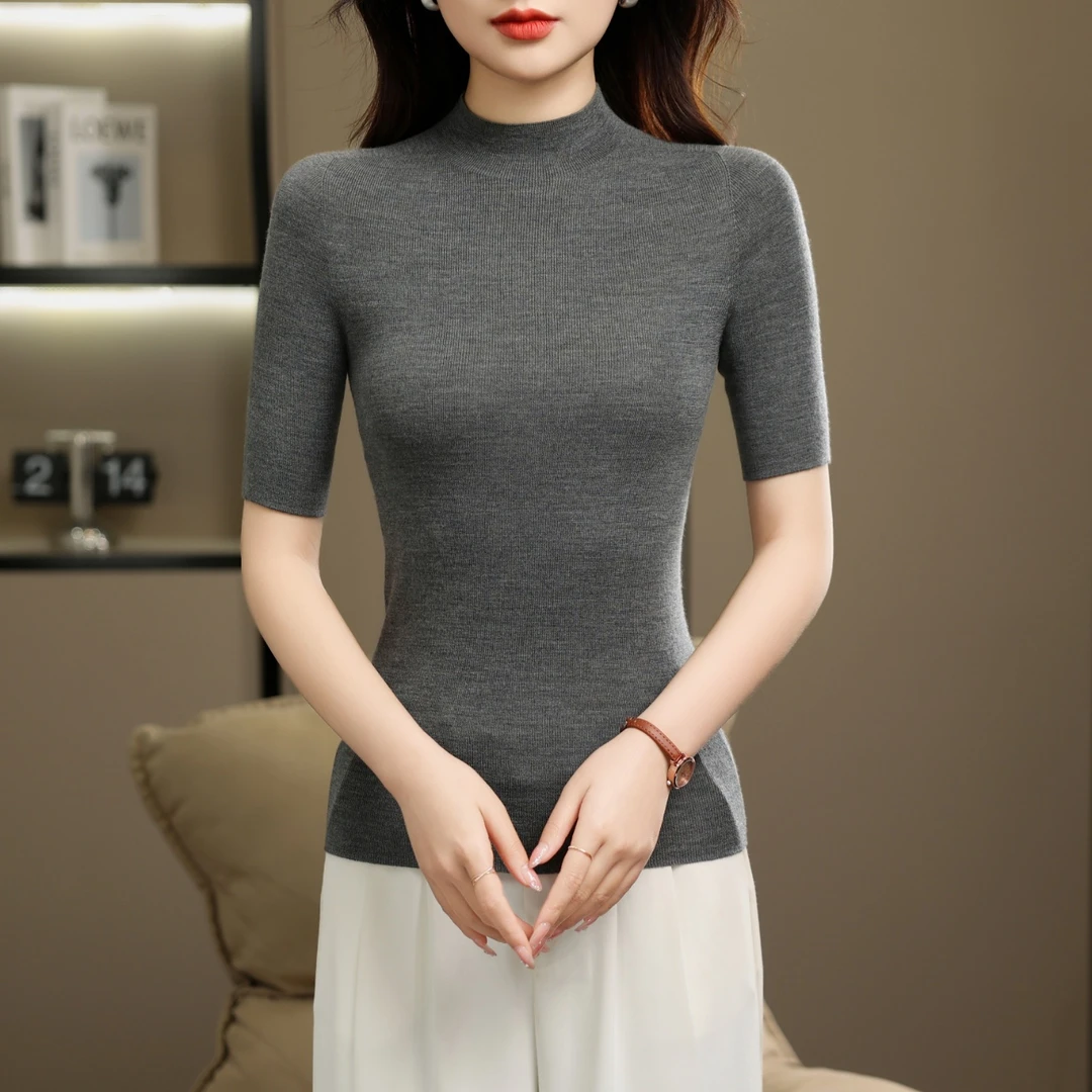 KAYIFEI 【高圆圆同款】/岛精扬子纱精仿圆领修身羊毛打底衫 8901