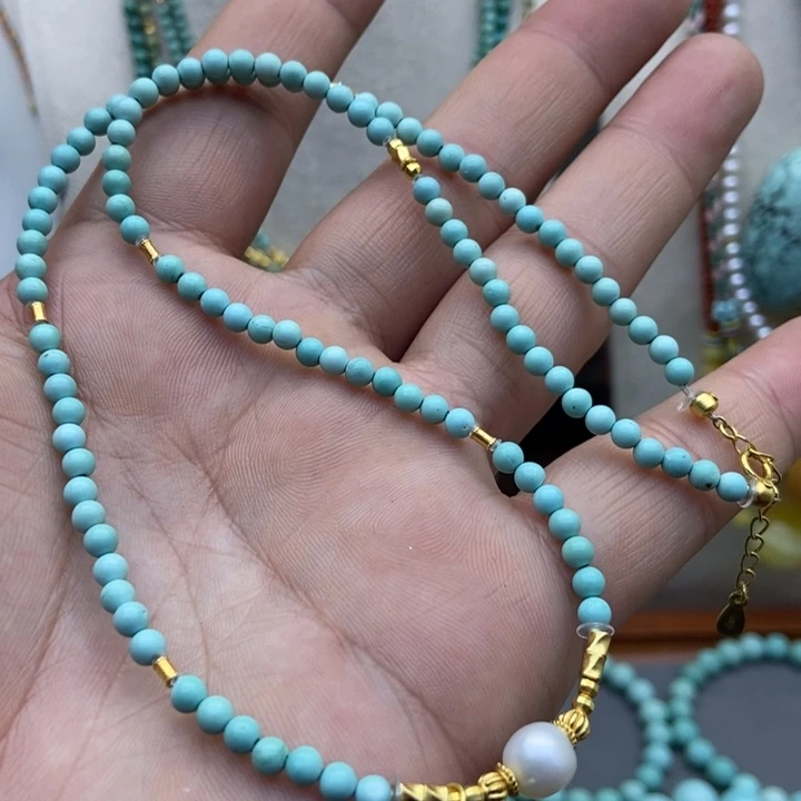 绿松石配饰银S925镀金镶嵌