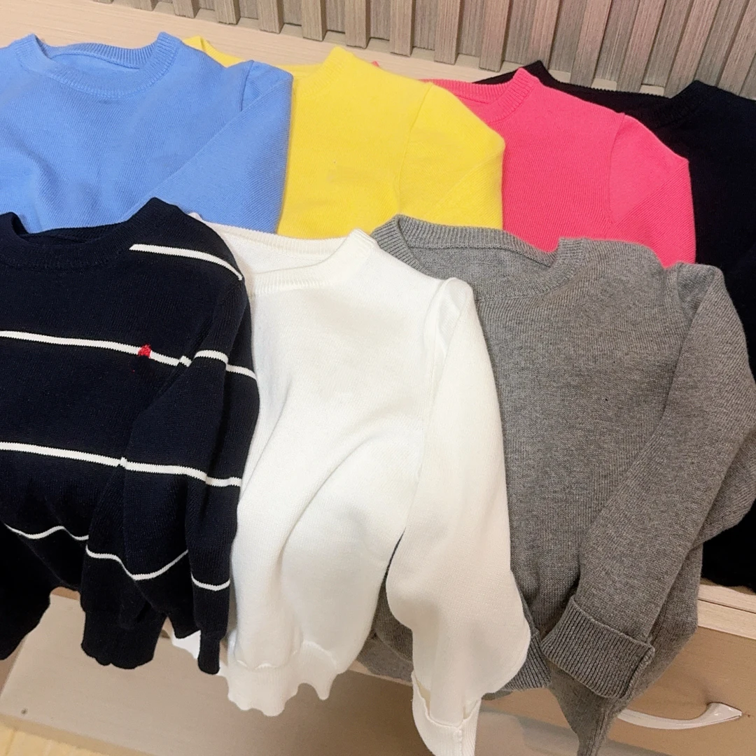 儿童毛衣秋季新款男女童针织衫宝宝圆领套头衫 纯棉
