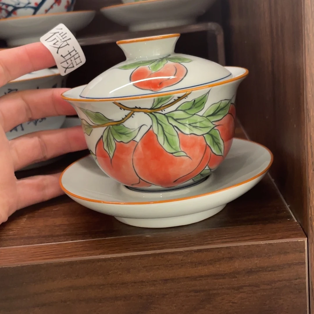 釉下手绘茶具微瑕