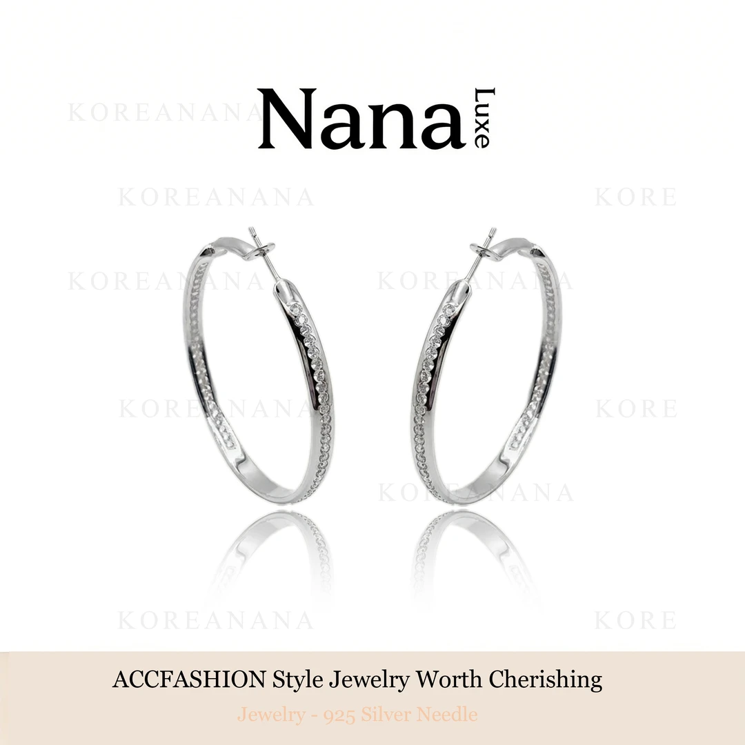 铜合金耳饰 镀白金 轻奢时尚简约个性大耳圈耳环A025