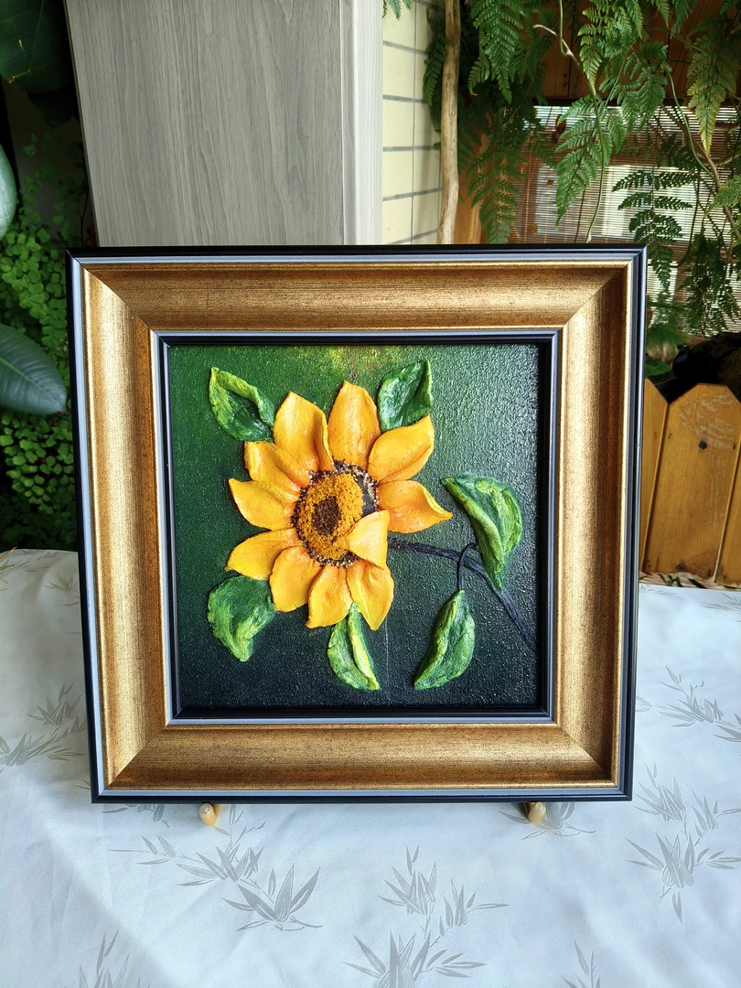 向日葵26×26浮雕画，不退换，默认微瑕疵