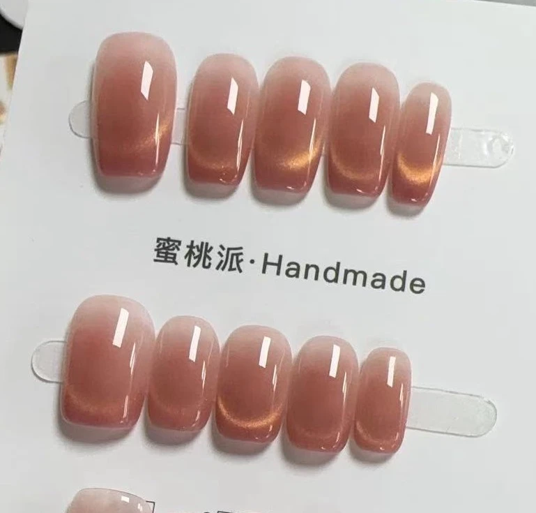 【金夕】新款美甲高级感纯手工穿戴甲法式➕金黄色猫眼穿戴式甲片