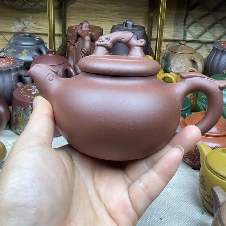 紫砂茶壶紫砂壶紫泥龙凤呈祥260cc