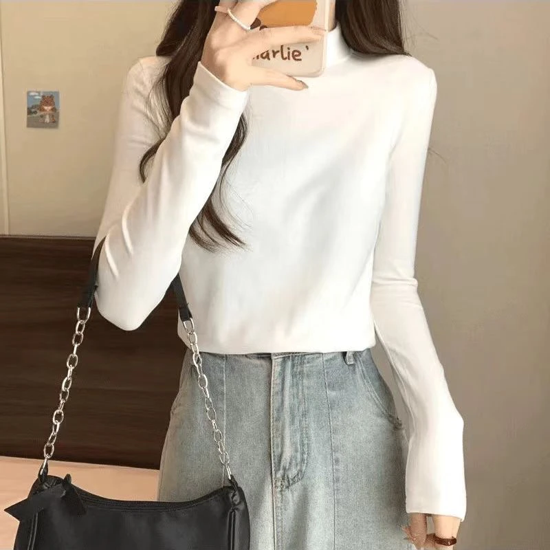 80-200斤德绒加绒加厚半高领秋冬遮肉显瘦女胖MM打底保暖外穿T恤