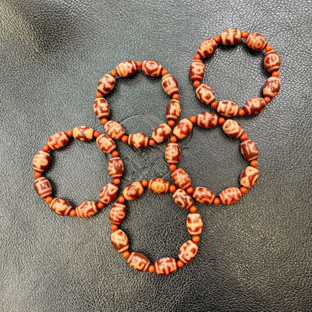 美泓精品老料红肉多图腾红玛瑙天珠多宝阵手串多样性发货选其一