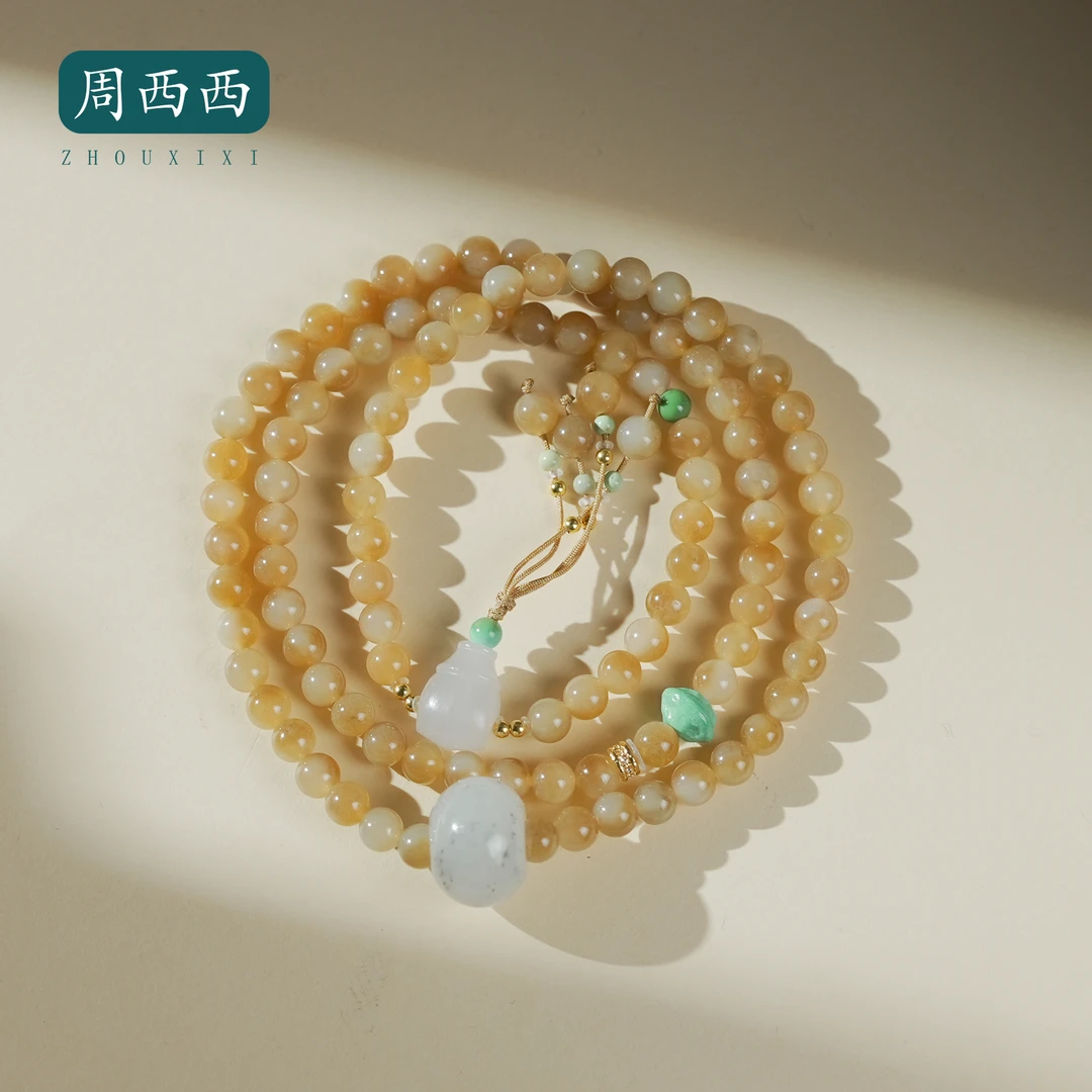 周西西精美18K糖白三圈烟紫桶珠手串5mm气质百搭多样性发货20101