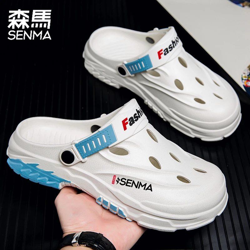 森马洞洞鞋男款秋季外穿沙滩包头拖鞋踩屎感轻便两用半拖运动凉鞋