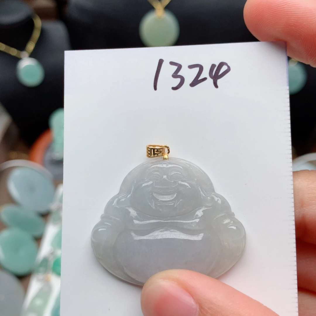 翡翠颈饰银S925镀金镶嵌吊坠